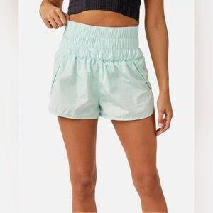FP Movement The Way Home Shorts Washed Aqua High Waist Running Athletic Size L